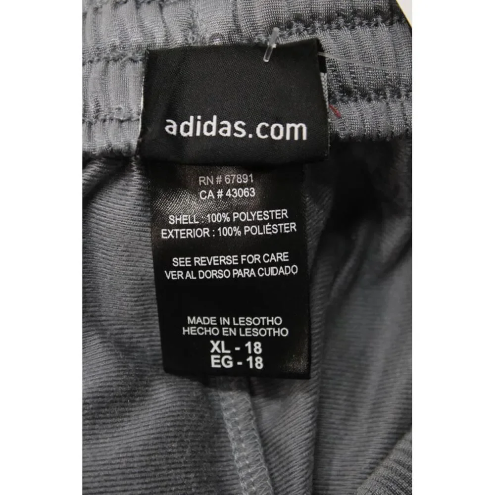 Adidas Boys Drawstring Casual Ankle Track Pants Gray Size XL